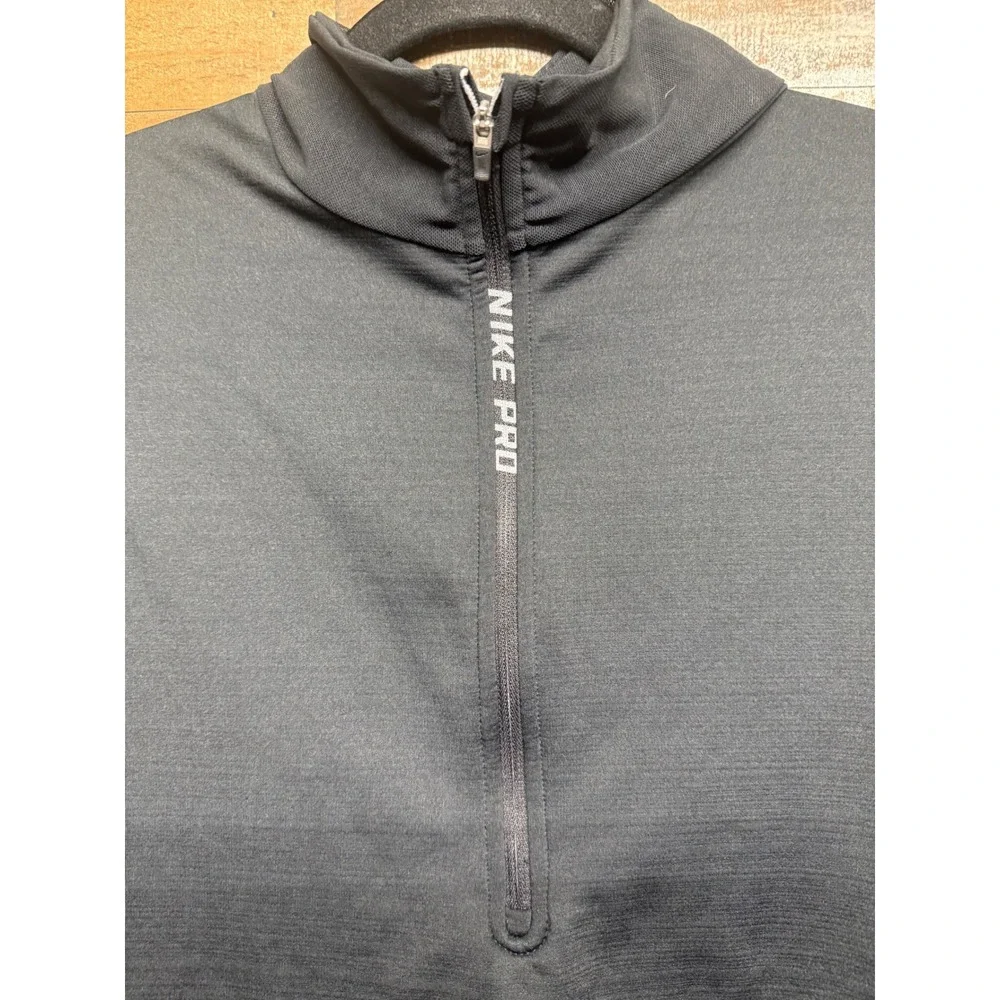 Nike Pro Hyperwarm Womens XL Black Quarter Zip Cutout Back Long Sleeve Top